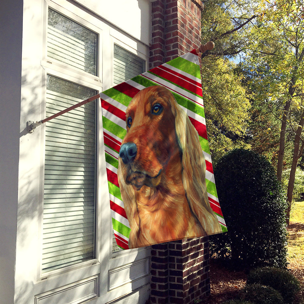 Irish Setter Candy Cane Holiday Christmas House Flag 28x40 Porch Sleeve Pole Decorative Outside Yard Banner Artwork Wall Hanging, Polyester