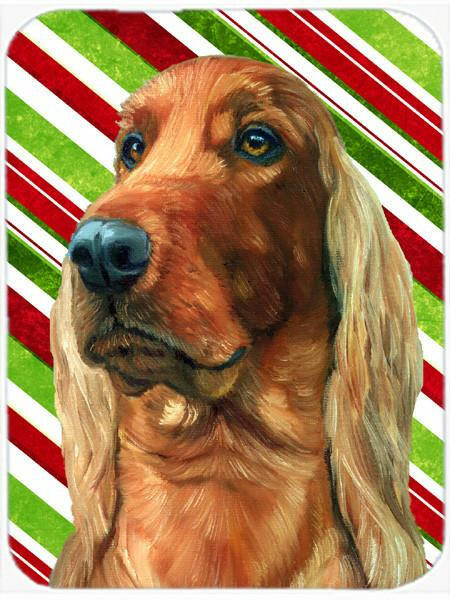 Irish Setter Candy Cane Holiday Christmas Cutting Board Tempered Glass Kitchen Cutting Surface, Heat Resistant Chopping, Non-Slip Feet, Food Prep & Serving
