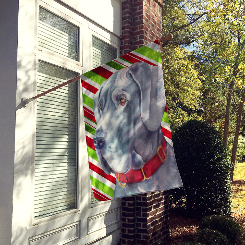 Great Dane Candy Cane Holiday Christmas House Flag 28x40 Porch Sleeve Pole Decorative Outside Yard Banner Artwork Wall Hanging, Polyester