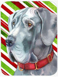 Great Dane Candy Cane Holiday Christmas Cutting Board Tempered Glass Kitchen Cutting Surface, Heat Resistant Chopping, Non-Slip Feet, Food Prep & Serving