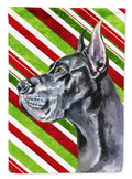 Black Great Dane Candy Cane Holiday Christmas House Flag 28x40 Porch Sleeve Pole Decorative Outside Yard Banner Artwork Wall Hanging, Polyester