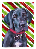 Black Great Dane Puppy Candy Cane Holiday Christmas House Flag 28x40 Porch Sleeve Pole Decorative Outside Yard Banner Artwork Wall Hanging, Polyester