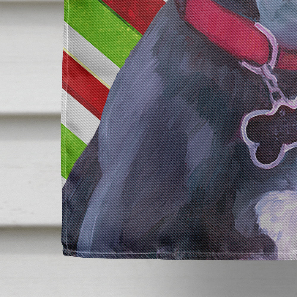 Black Great Dane Puppy Candy Cane Holiday Christmas House Flag 28x40 Porch Sleeve Pole Decorative Outside Yard Banner Artwork Wall Hanging, Polyester