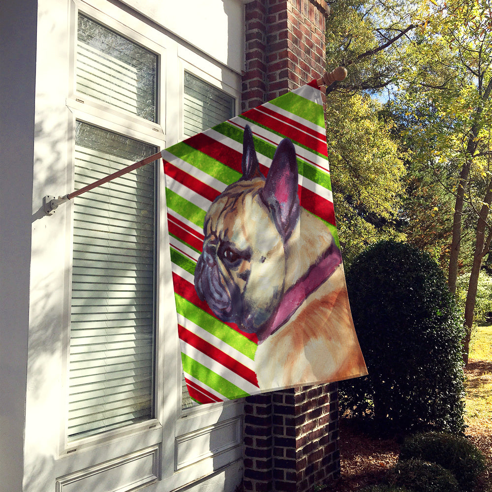 French Bulldog Frenchie Candy Cane Holiday Christmas House Flag 28x40 Porch Sleeve Pole Decorative Outside Yard Banner Artwork Wall Hanging, Polyester