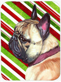 French Bulldog Frenchie Candy Cane Holiday Christmas Cutting Board Tempered Glass Kitchen Cutting Surface, Heat Resistant Chopping, Non-Slip Feet, Food Prep & Serving