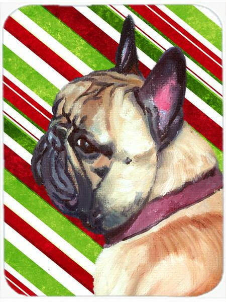 French Bulldog Frenchie Candy Cane Holiday Christmas Cutting Board Tempered Glass Kitchen Cutting Surface, Heat Resistant Chopping, Non-Slip Feet, Food Prep & Serving