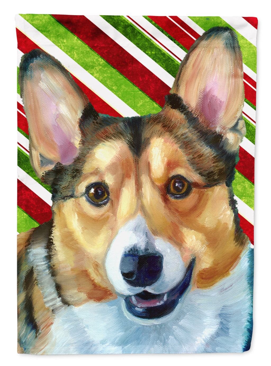 Corgi Candy Cane Holiday Christmas House Flag 28x40 Porch Sleeve Pole Decorative Outside Yard Banner Artwork Wall Hanging, Polyester