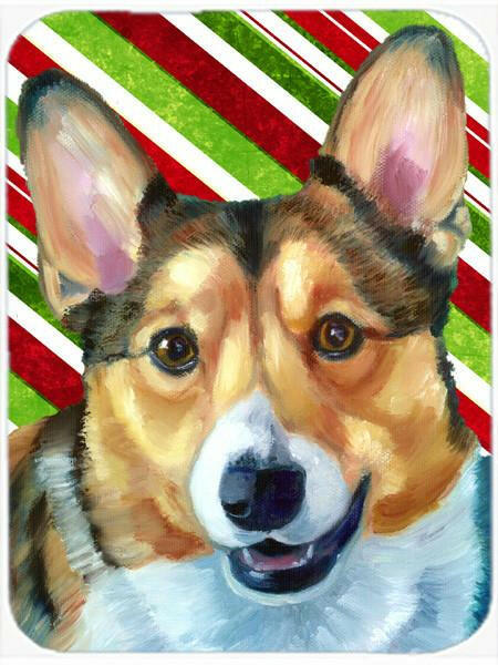 Corgi Candy Cane Holiday Christmas Cutting Board Tempered Glass Kitchen Cutting Surface, Heat Resistant Chopping, Non-Slip Feet, Food Prep & Serving