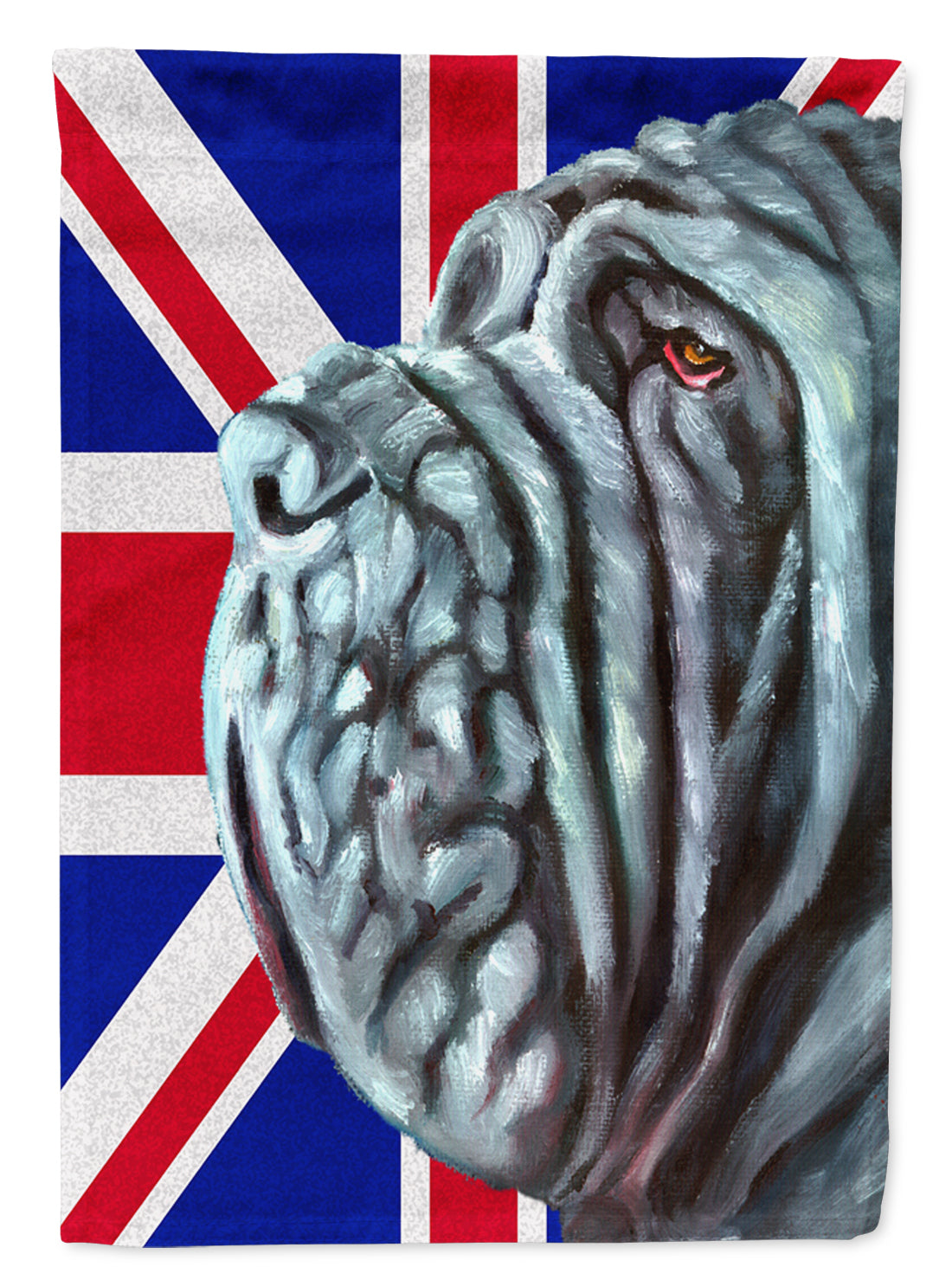Neapolitan Mastiff with English Union Jack British Flag House Flag 28x40 Porch Sleeve Pole Decorative Outside Yard Banner Artwork Wall Hanging, Polyester