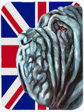 Neapolitan Mastiff with English Union Jack British Flag Cutting Board Tempered Glass Kitchen Cutting Surface, Heat Resistant Chopping, Non-Slip Feet, Food Prep & Serving