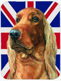 Irish Setter with English Union Jack British Flag Cutting Board Tempered Glass Kitchen Cutting Surface, Heat Resistant Chopping, Non-Slip Feet, Food Prep & Serving