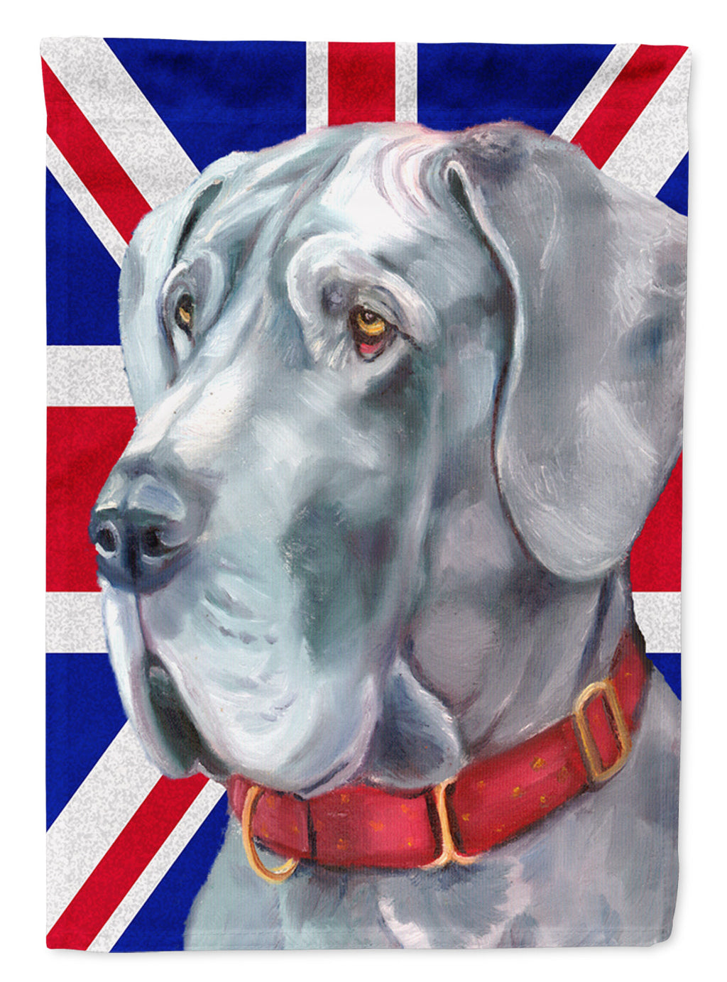 Great Dane with English Union Jack British Flag House Flag 28x40 Porch Sleeve Pole Decorative Outside Yard Banner Artwork Wall Hanging, Polyester