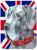 Great Dane with English Union Jack British Flag Cutting Board Tempered Glass Kitchen Cutting Surface, Heat Resistant Chopping, Non-Slip Feet, Food Prep & Serving