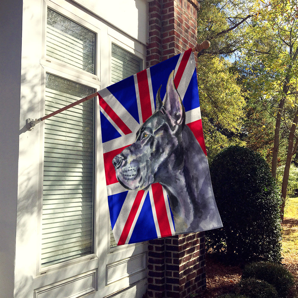 Black Great Dane with English Union Jack British Flag House Flag 28x40 Porch Sleeve Pole Decorative Outside Yard Banner Artwork Wall Hanging, Polyester