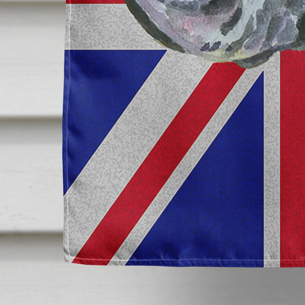 Black Great Dane with English Union Jack British Flag House Flag 28x40 Porch Sleeve Pole Decorative Outside Yard Banner Artwork Wall Hanging, Polyester