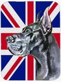 Black Great Dane with English Union Jack British Flag Cutting Board Tempered Glass Kitchen Cutting Surface, Heat Resistant Chopping, Non-Slip Feet, Food Prep & Serving