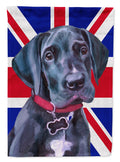 Black Great Dane Puppy with English Union Jack British Flag House Flag 28x40 Porch Sleeve Pole Decorative Outside Yard Banner Artwork Wall Hanging, Polyester