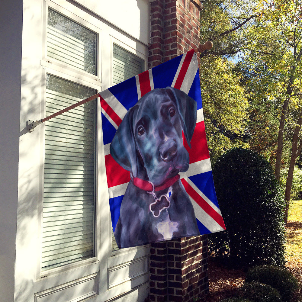 Black Great Dane Puppy with English Union Jack British Flag House Flag 28x40 Porch Sleeve Pole Decorative Outside Yard Banner Artwork Wall Hanging, Polyester