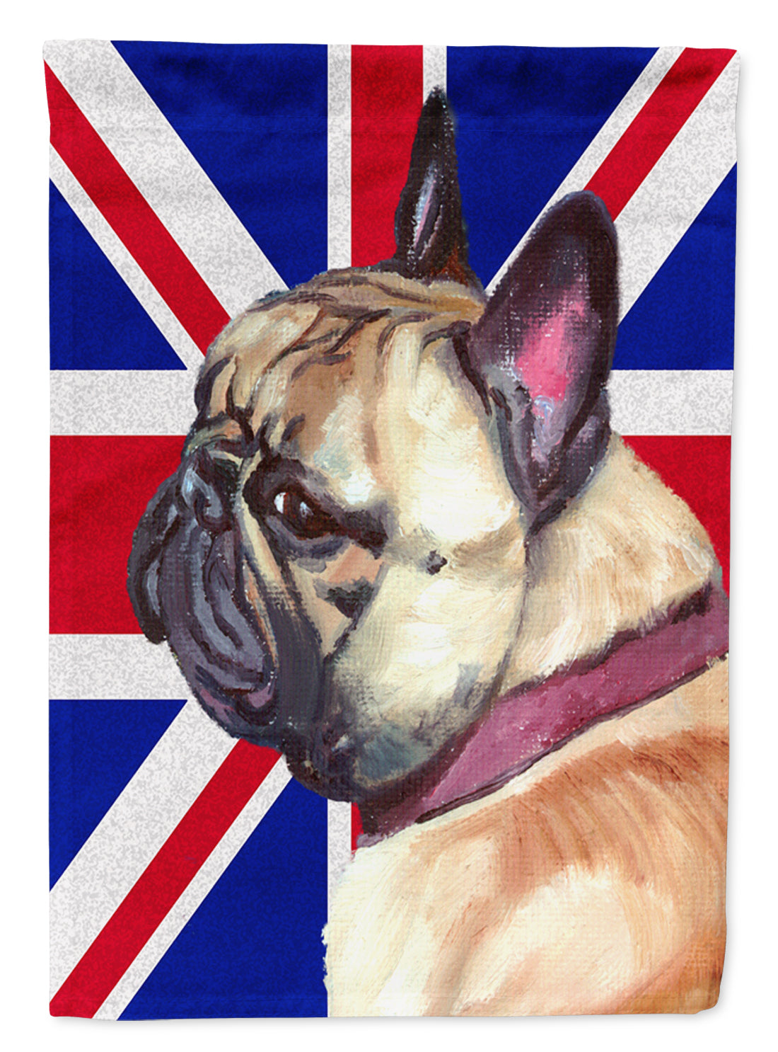 French Bulldog Frenchie with English Union Jack British Flag House Flag 28x40 Porch Sleeve Pole Decorative Outside Yard Banner Artwork Wall Hanging, Polyester