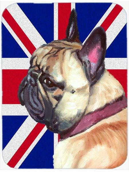 French Bulldog Frenchie with English Union Jack British Flag Cutting Board Tempered Glass Kitchen Cutting Surface, Heat Resistant Chopping, Non-Slip Feet, Food Prep & Serving