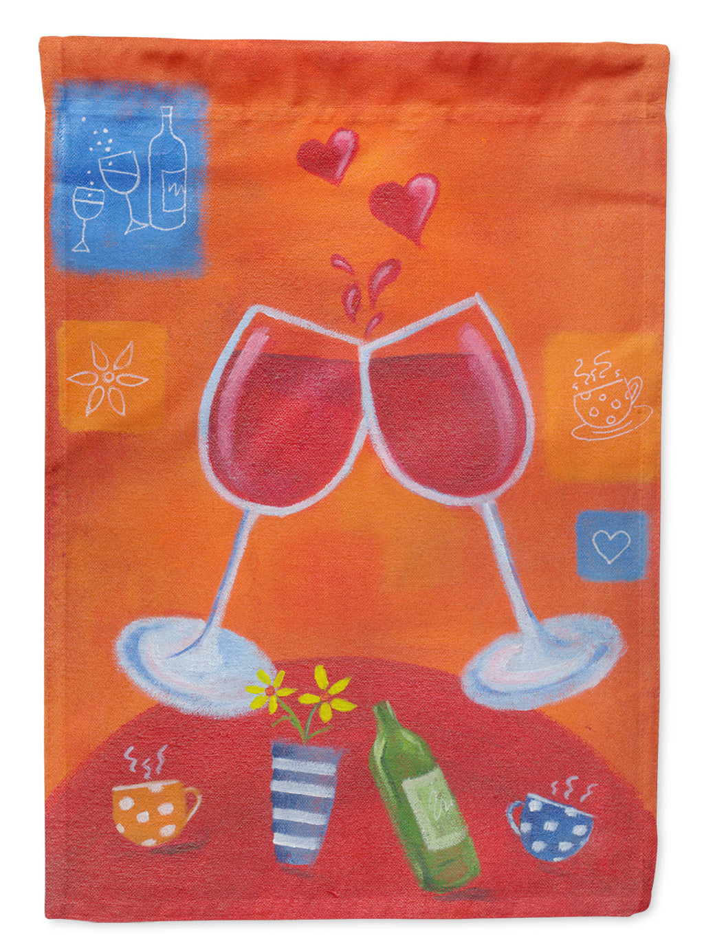 Wine Toast Cheers by Sarah Latham House Flag 28x40 Porch Sleeve Pole Decorative Outside Yard Banner Artwork Wall Hanging, Polyester