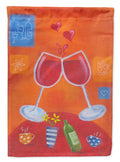 Wine Toast Cheers by Sarah Latham House Flag 28x40 Porch Sleeve Pole Decorative Outside Yard Banner Artwork Wall Hanging, Polyester