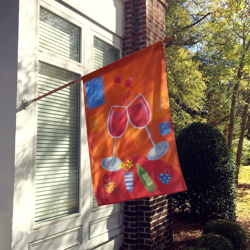 Wine Toast Cheers by Sarah Latham House Flag 28x40 Porch Sleeve Pole Decorative Outside Yard Banner Artwork Wall Hanging, Polyester