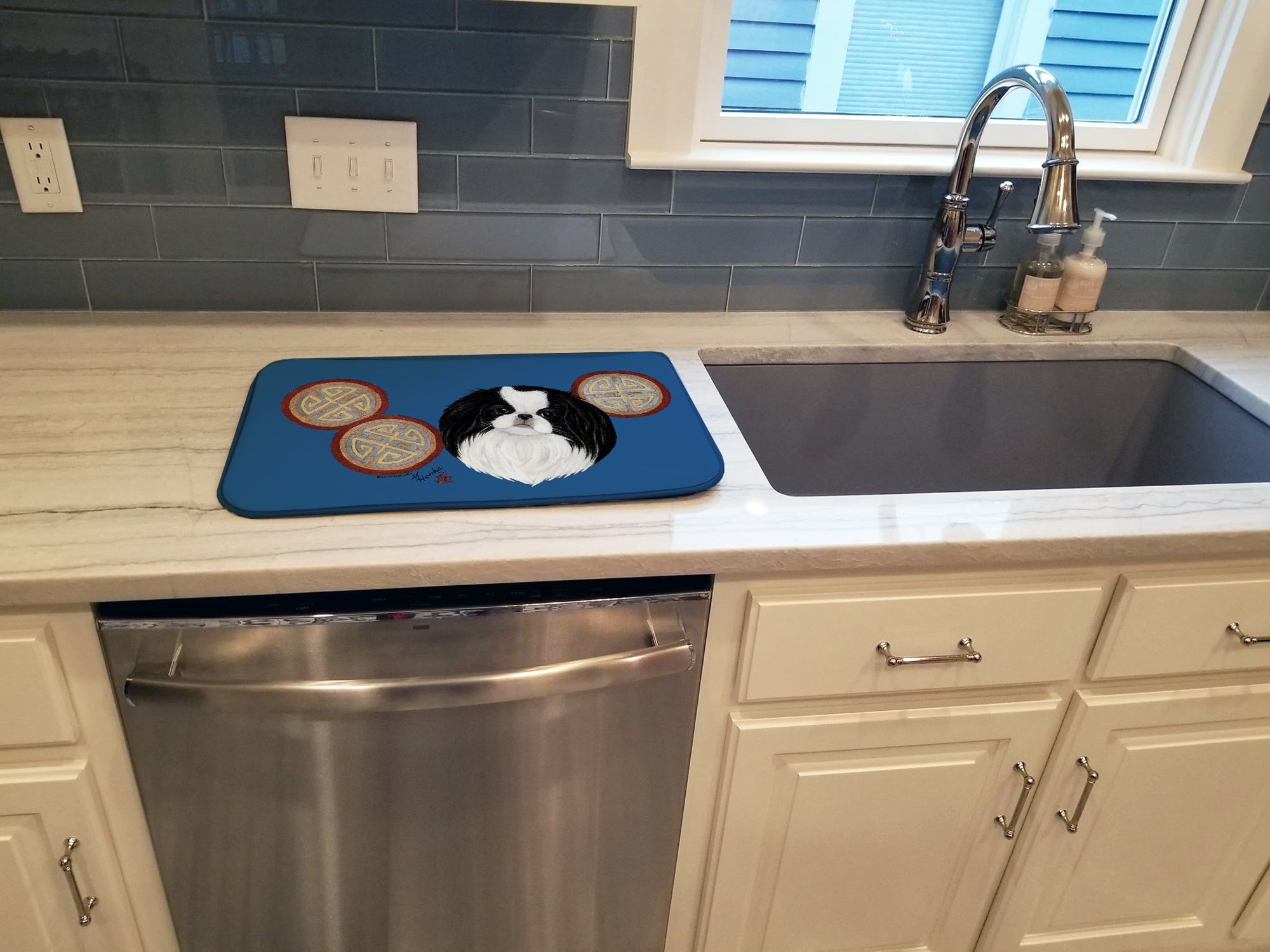 Japanese Chin Dish Drying Mat Absorbent Dish Drying Mat Pad for Kitchen Counter Dish Drainer Mat for Countertop, 14 x 21", Multicolor