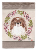 Japanese Chin Wreath of Flowers House Flag 28x40 Porch Sleeve Pole Decorative Outside Yard Banner Artwork Wall Hanging, Polyester
