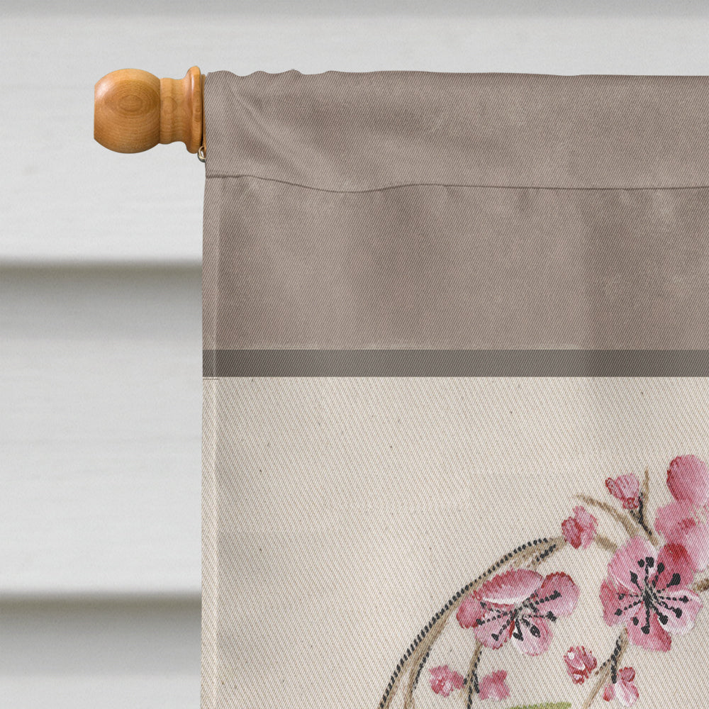 Japanese Chin Wreath of Flowers House Flag 28x40 Porch Sleeve Pole Decorative Outside Yard Banner Artwork Wall Hanging, Polyester