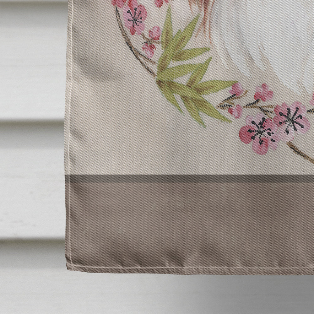 Japanese Chin Wreath of Flowers House Flag 28x40 Porch Sleeve Pole Decorative Outside Yard Banner Artwork Wall Hanging, Polyester