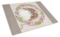 Japanese Chin Wreath of Flowers Cutting Board Tempered Glass Kitchen Cutting Surface, Heat Resistant Chopping, Non-Slip Feet, Food Prep & Serving
