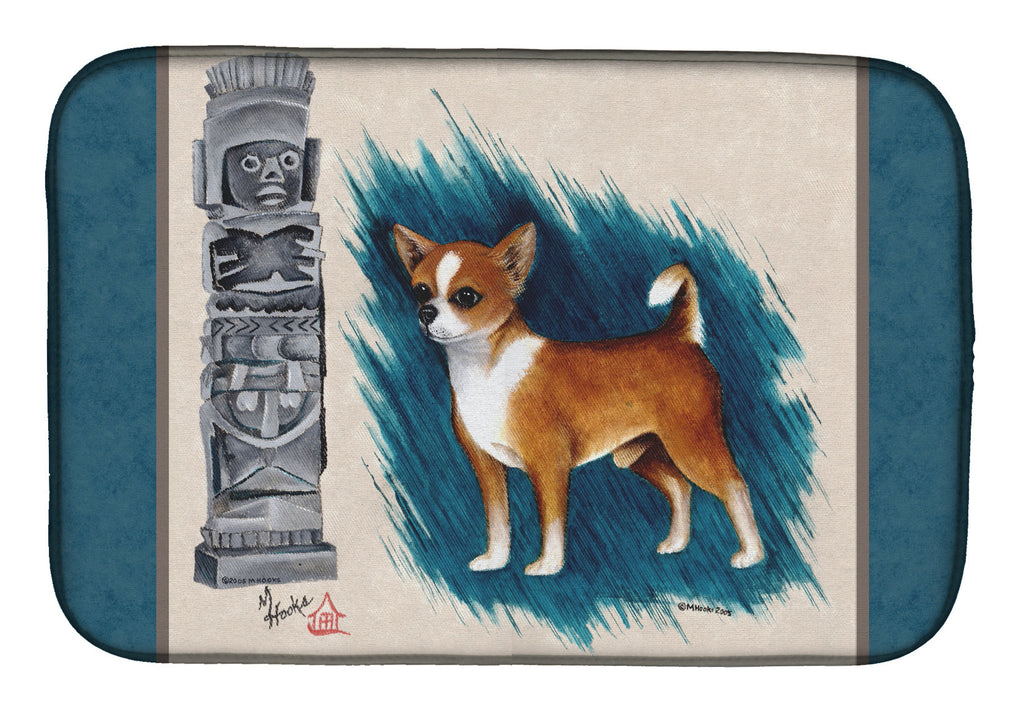 Chihuahua Totem Dish Drying Mat Absorbent Dish Drying Mat Pad for Kitchen Counter Dish Drainer Mat for Countertop, 14 x 21", Multicolor
