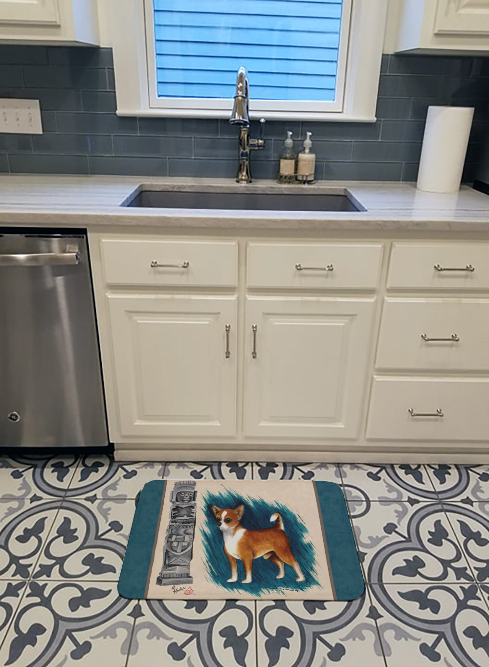 Chihuahua Totem Memory Foam Kitchen Mat Machine Washable Anti-Fatigue Cushion Comfort Bath or Kitchen Rug