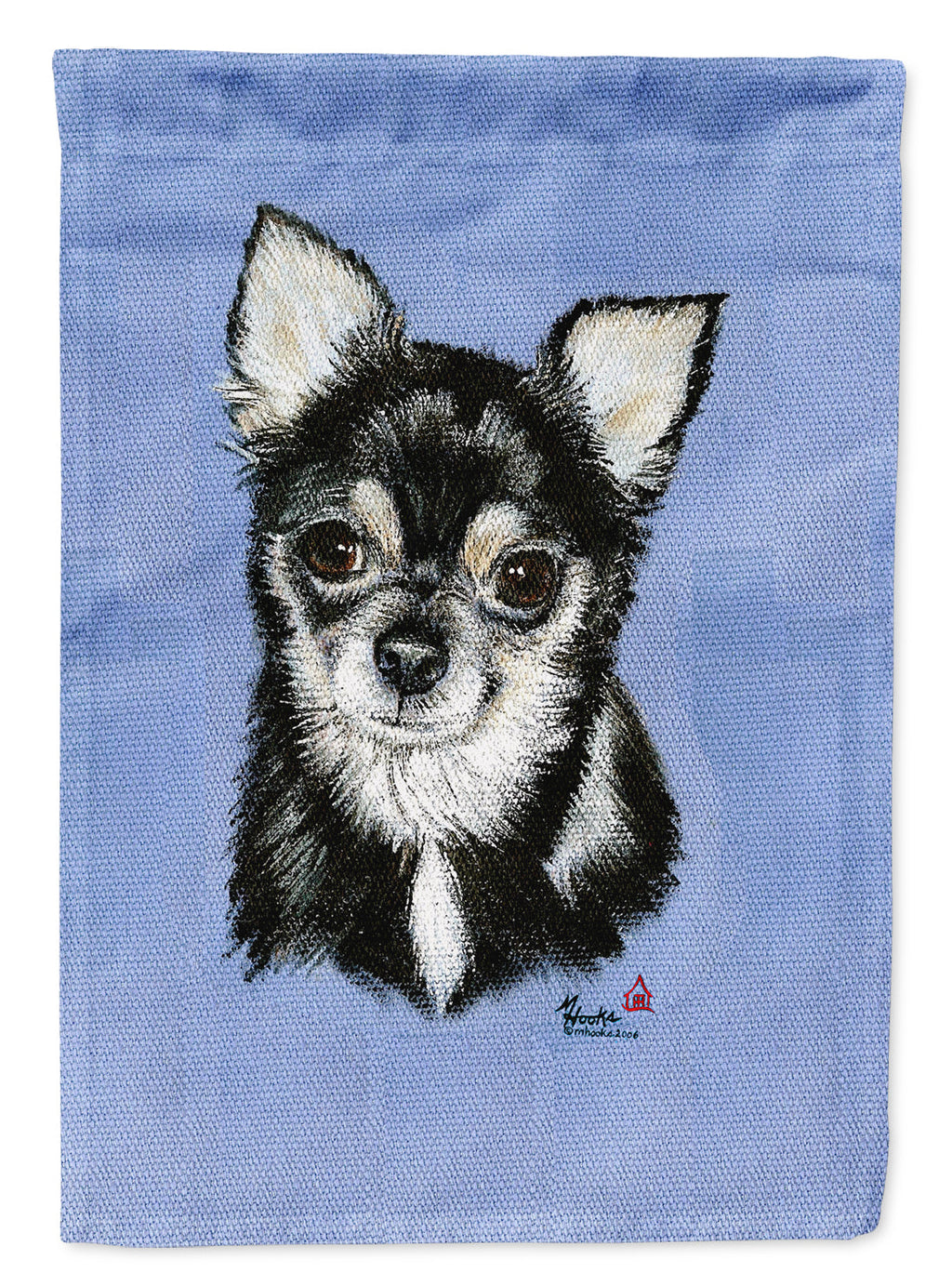 Chihuahua in blue House Flag 28x40 Porch Sleeve Pole Decorative Outside Yard Banner Artwork Wall Hanging, Polyester