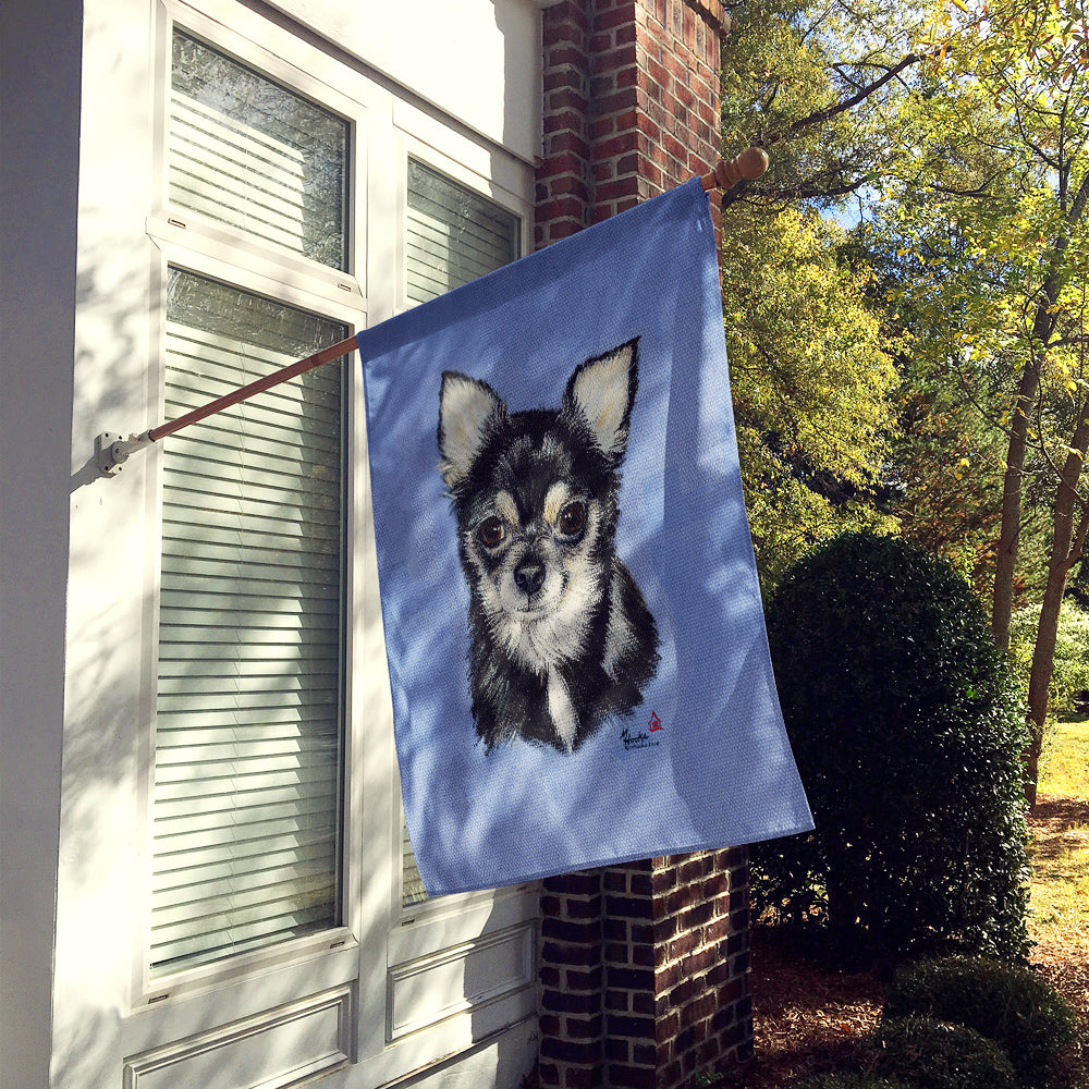 Chihuahua in blue House Flag 28x40 Porch Sleeve Pole Decorative Outside Yard Banner Artwork Wall Hanging, Polyester