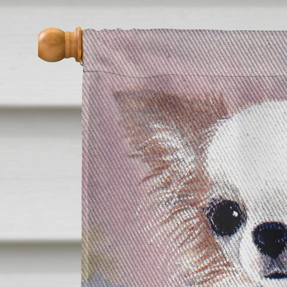 Chihuahua White Flowers House Flag 28x40 Porch Sleeve Pole Decorative Outside Yard Banner Artwork Wall Hanging, Polyester