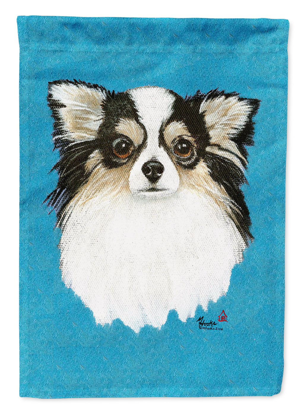Chihuahua Blue Portrait House Flag 28x40 Porch Sleeve Pole Decorative Outside Yard Banner Artwork Wall Hanging, Polyester