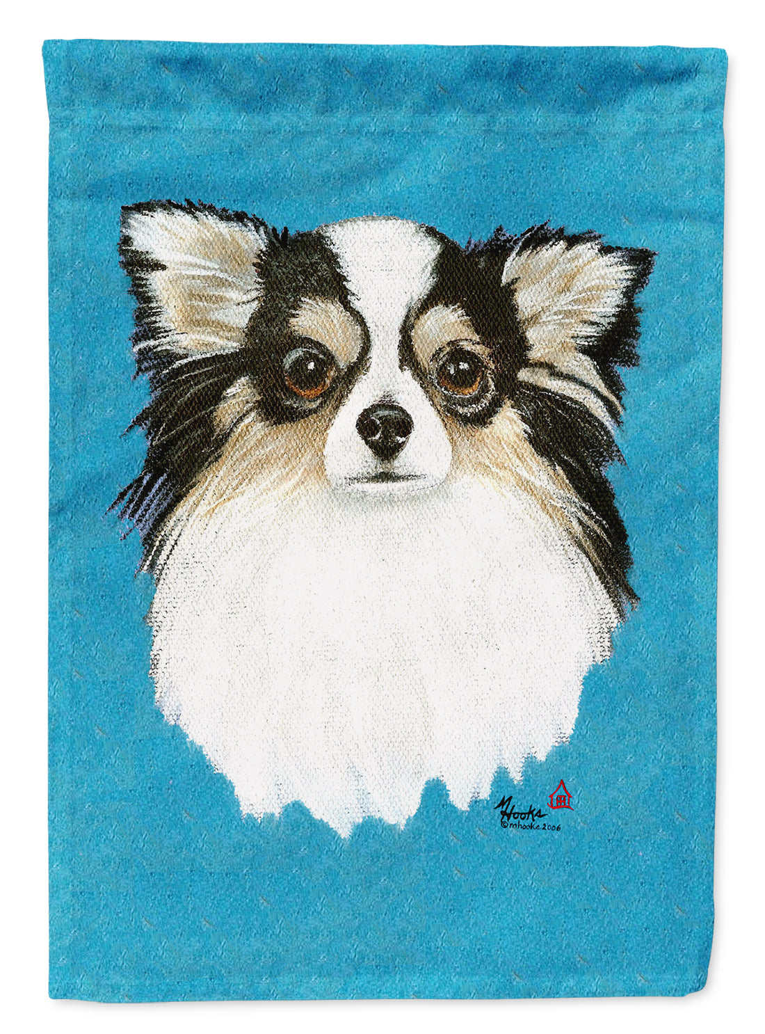 Chihuahua Blue Portrait House Flag 28x40 Porch Sleeve Pole Decorative Outside Yard Banner Artwork Wall Hanging, Polyester