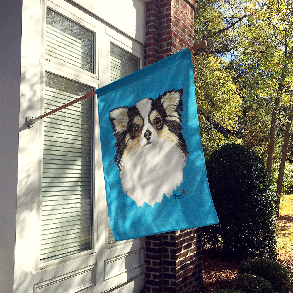Chihuahua Blue Portrait House Flag 28x40 Porch Sleeve Pole Decorative Outside Yard Banner Artwork Wall Hanging, Polyester