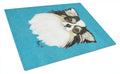 Chihuahua Blue Portrait Cutting Board Tempered Glass Kitchen Cutting Surface, Heat Resistant Chopping, Non-Slip Feet, Food Prep & Serving