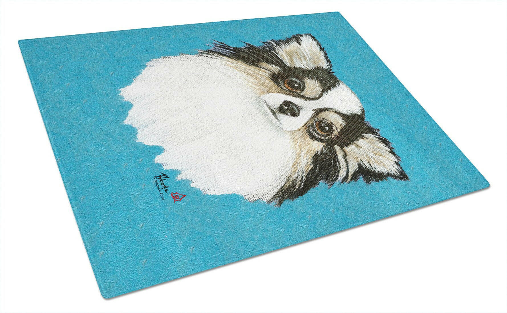 Chihuahua Blue Portrait Cutting Board Tempered Glass Kitchen Cutting Surface, Heat Resistant Chopping, Non-Slip Feet, Food Prep & Serving