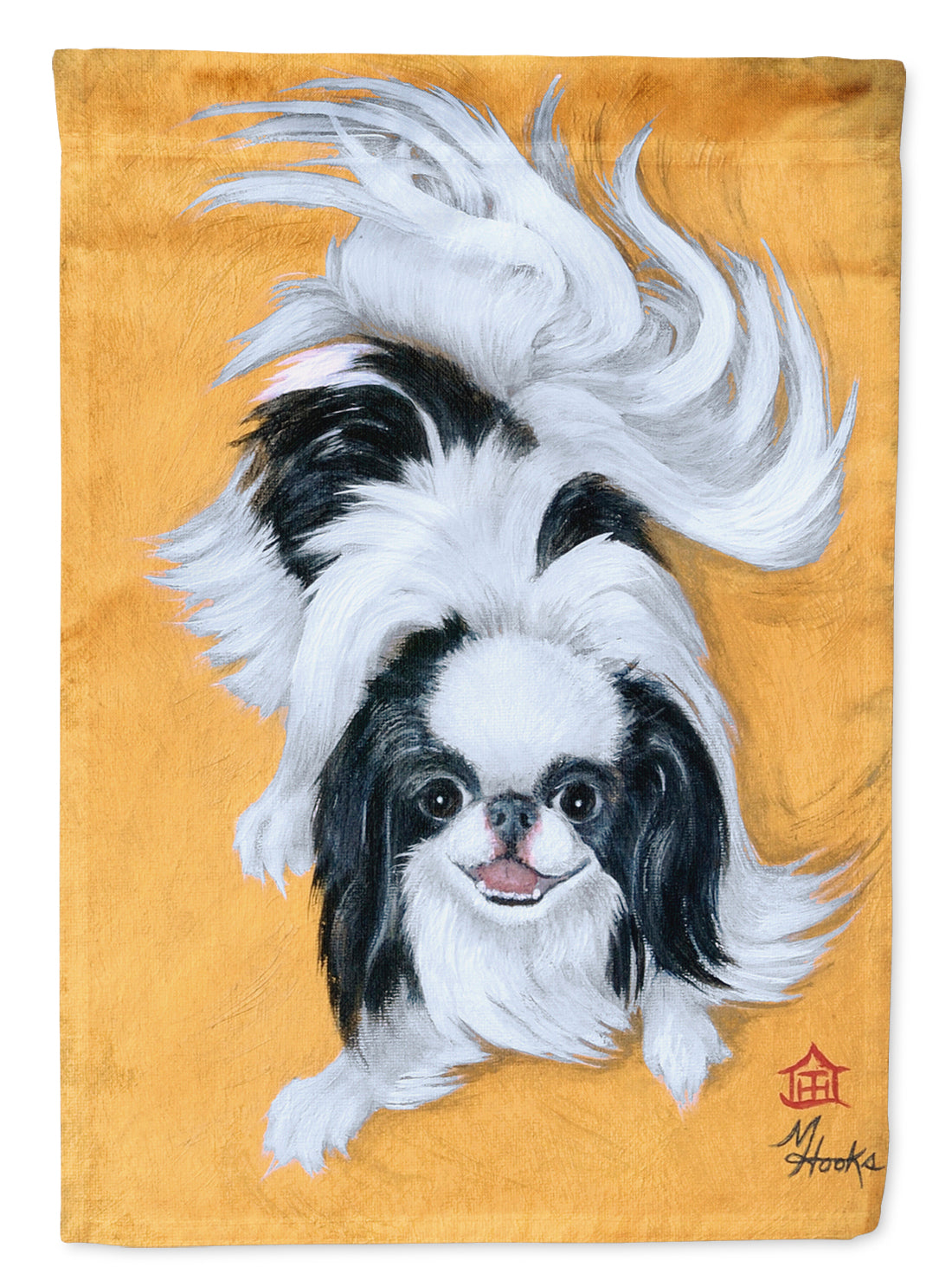 Japanese Chin Black White Play House Flag 28x40 Porch Sleeve Pole Decorative Outside Yard Banner Artwork Wall Hanging, Polyester