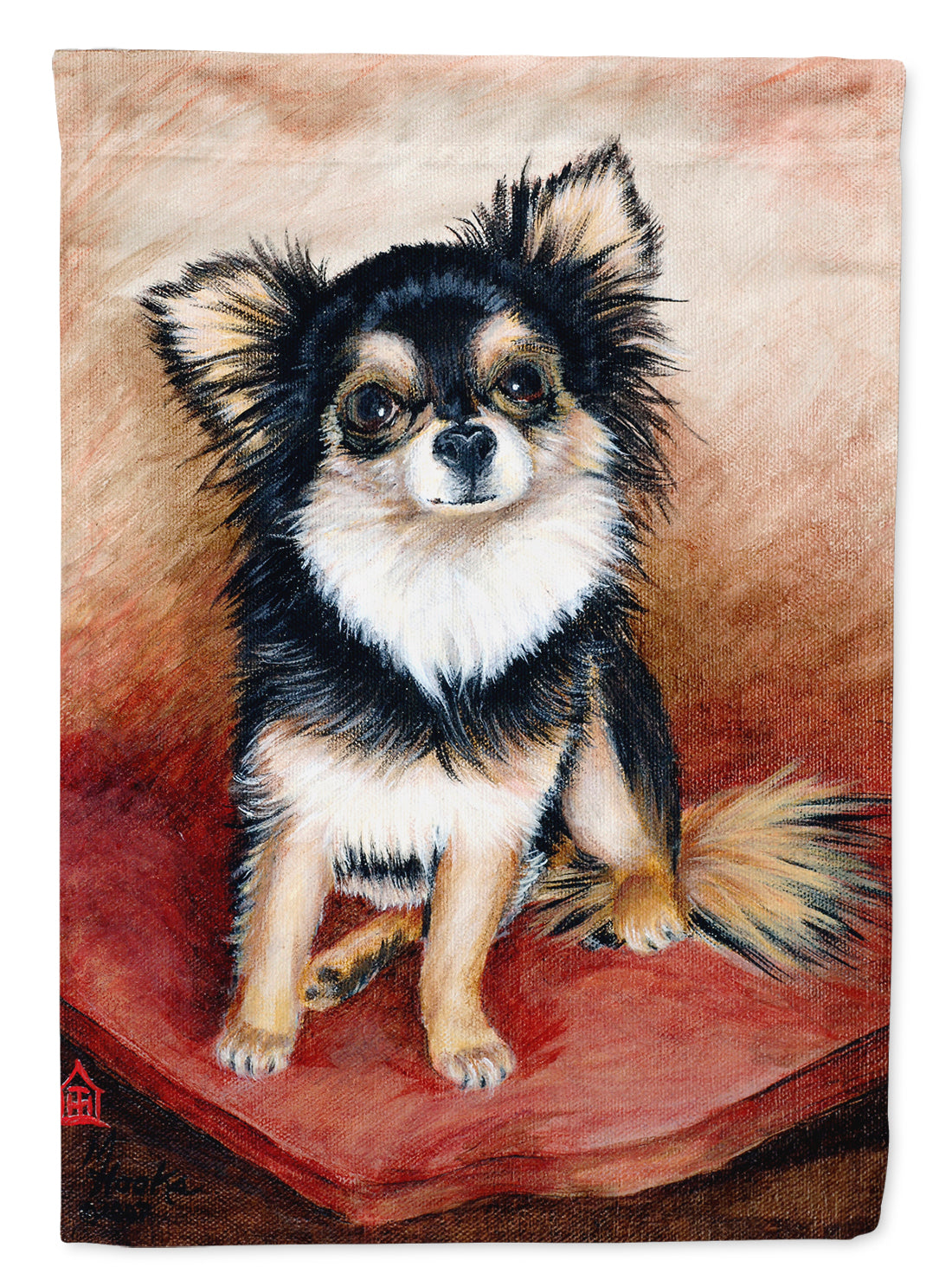 Chihuahua Long Hair House Flag 28x40 Porch Sleeve Pole Decorative Outside Yard Banner Artwork Wall Hanging, Polyester