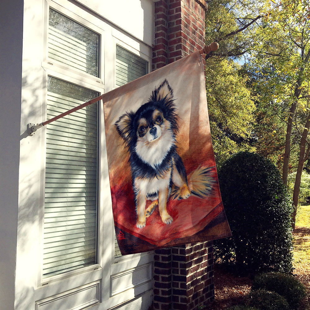 Chihuahua Long Hair House Flag 28x40 Porch Sleeve Pole Decorative Outside Yard Banner Artwork Wall Hanging, Polyester