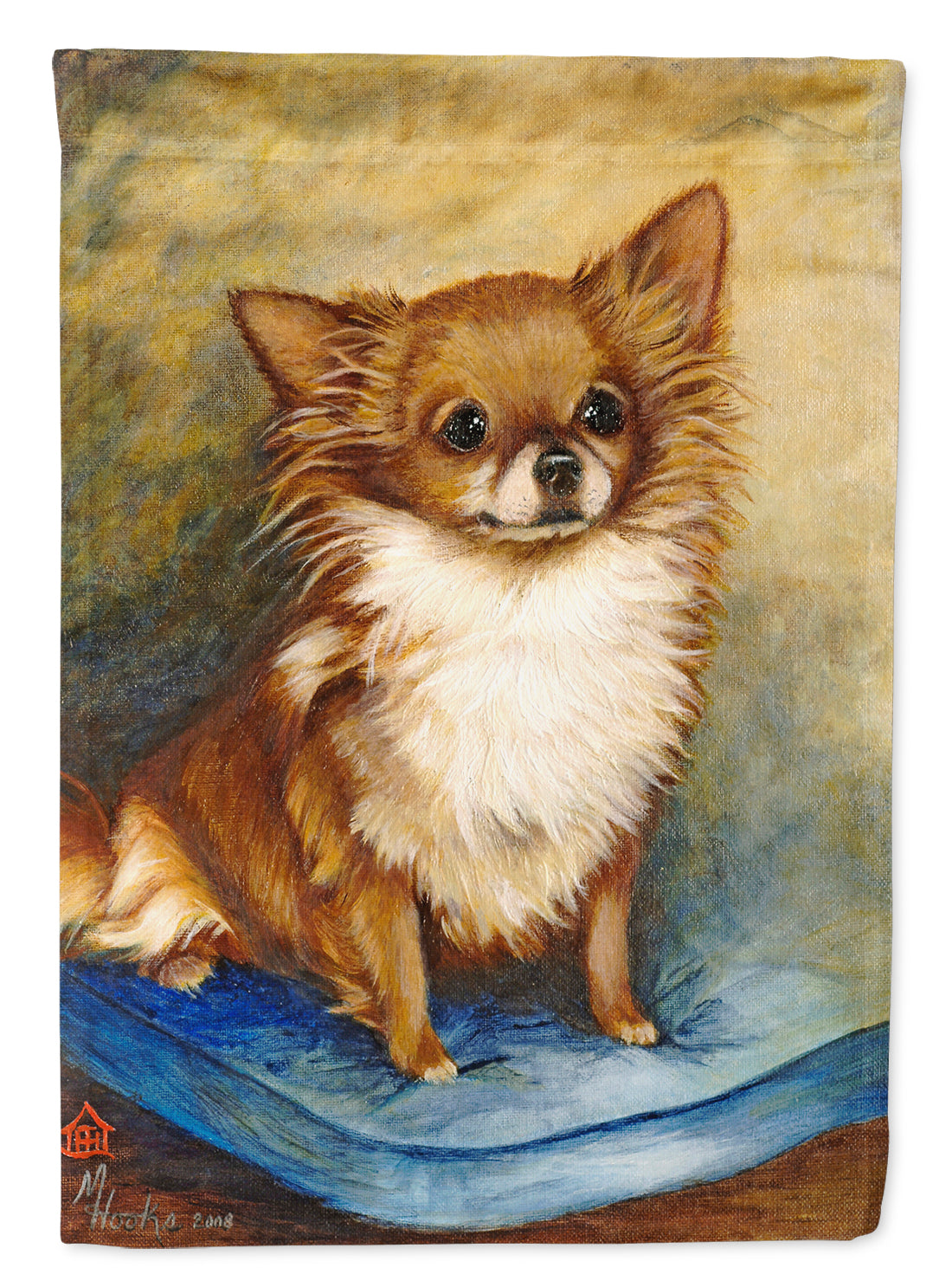 Chihuahua Long Hair Brown House Flag 28x40 Porch Sleeve Pole Decorative Outside Yard Banner Artwork Wall Hanging, Polyester
