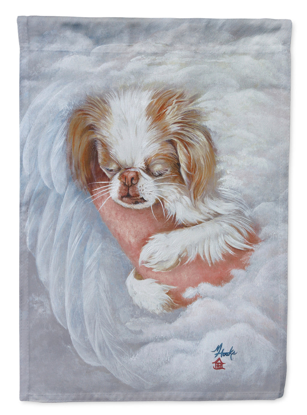 Japanese Chin in an Angels Arms House Flag 28x40 Porch Sleeve Pole Decorative Outside Yard Banner Artwork Wall Hanging, Polyester