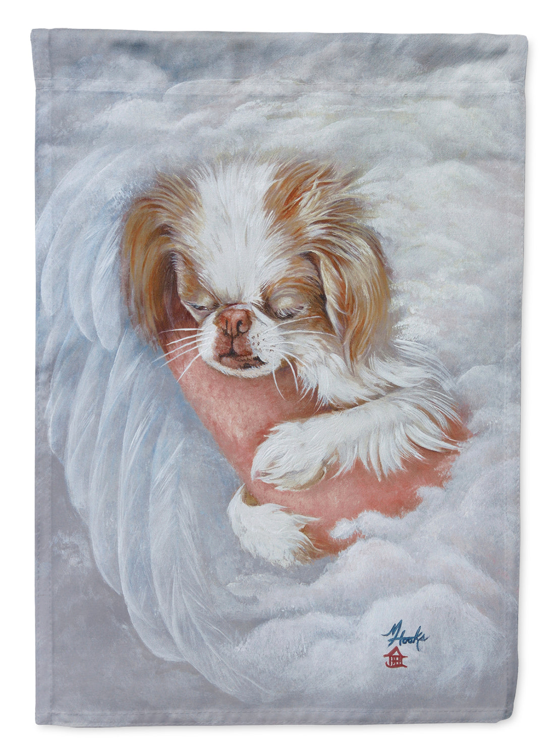 Japanese Chin in an Angels Arms House Flag 28x40 Porch Sleeve Pole Decorative Outside Yard Banner Artwork Wall Hanging, Polyester