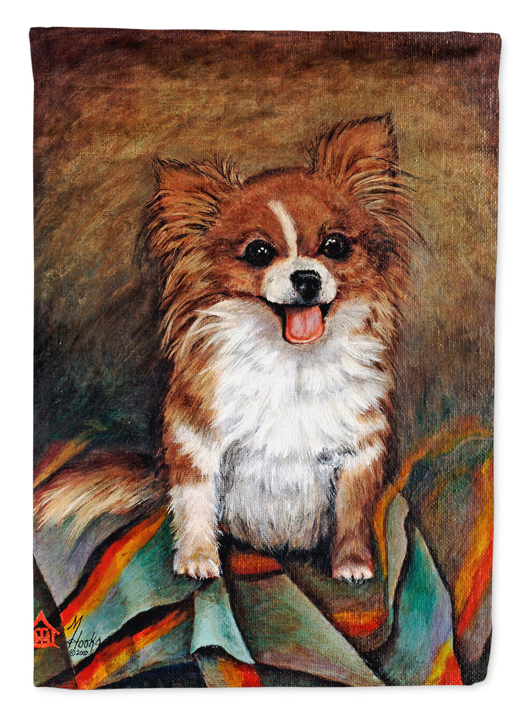 Cecilia Chihuahua Long Hair  House Flag 28x40 Porch Sleeve Pole Decorative Outside Yard Banner Artwork Wall Hanging, Polyester