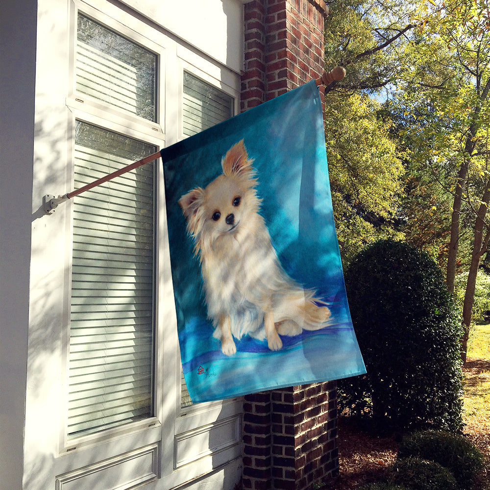 Jazz Chihuahua Long Hair  House Flag 28x40 Porch Sleeve Pole Decorative Outside Yard Banner Artwork Wall Hanging, Polyester